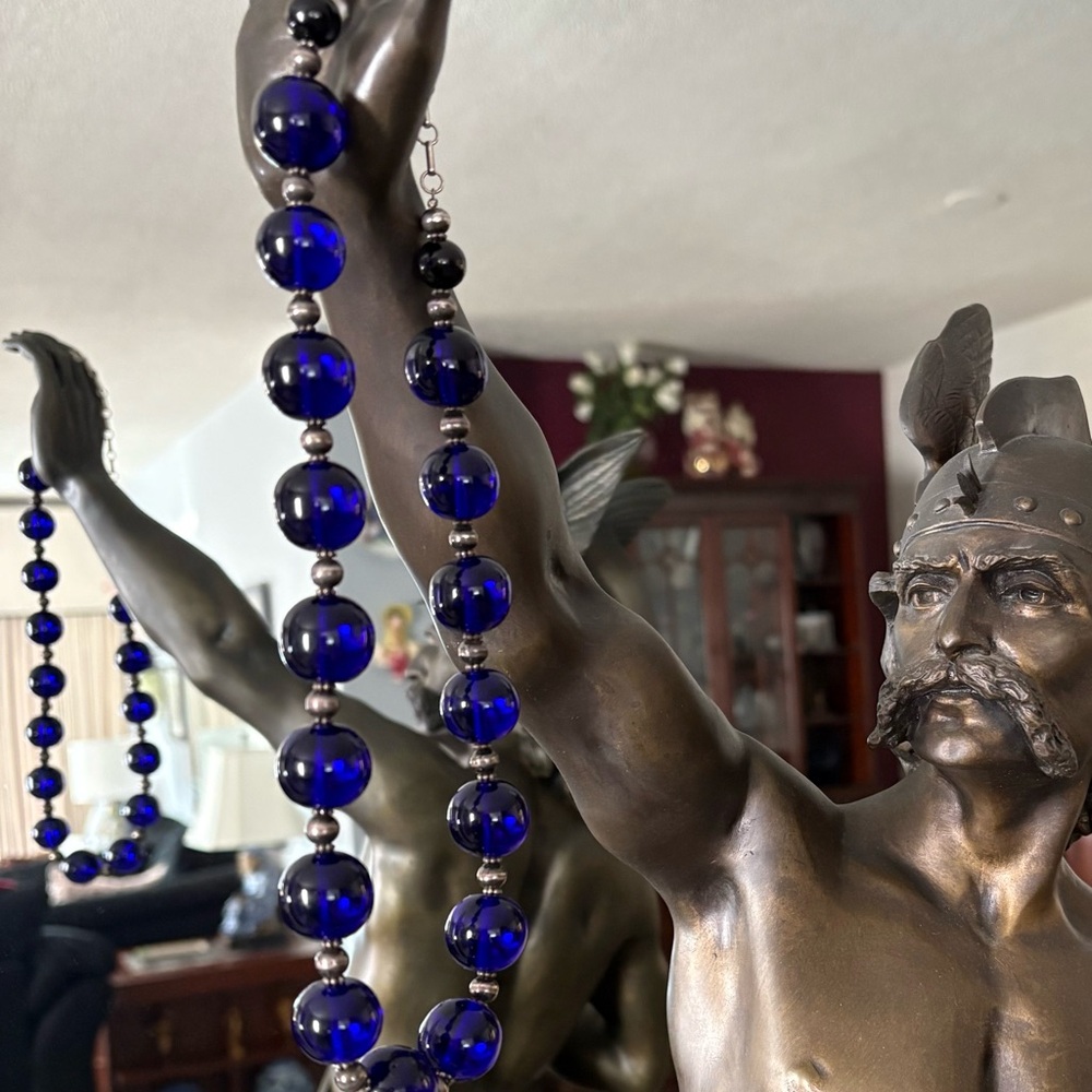 Vintage Blue Glass Beaded Necklace